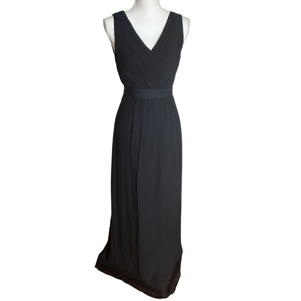 Banana Republic 100% Silk Blue V Neck Maxi Dress Size 0 (mannequin is a 6)